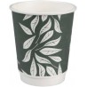 Hot Cup, double-wall, Green Leaves, 25pcs, 240ml