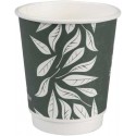 Hot Cup, double-wall, Green Leaves, 25pcs, 240ml