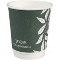 Hot Cup, double-wall, Green Leaves, 25vnt, 240ml