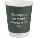 Hot Cup, double-wall, Green Leaves, 25pcs, 240ml