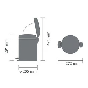 Šiukšlių dėžė su pedalu, balta 12L, Brabantia